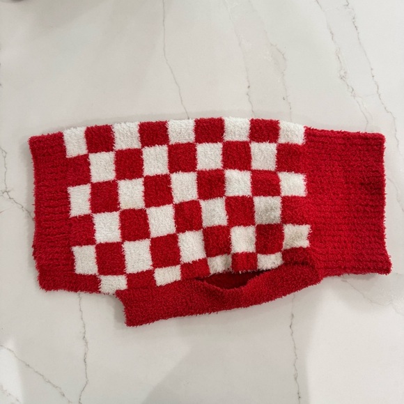 Dog Christmas Sweater Pullover Checkerboard Red White Size L - Picture 5 of 11